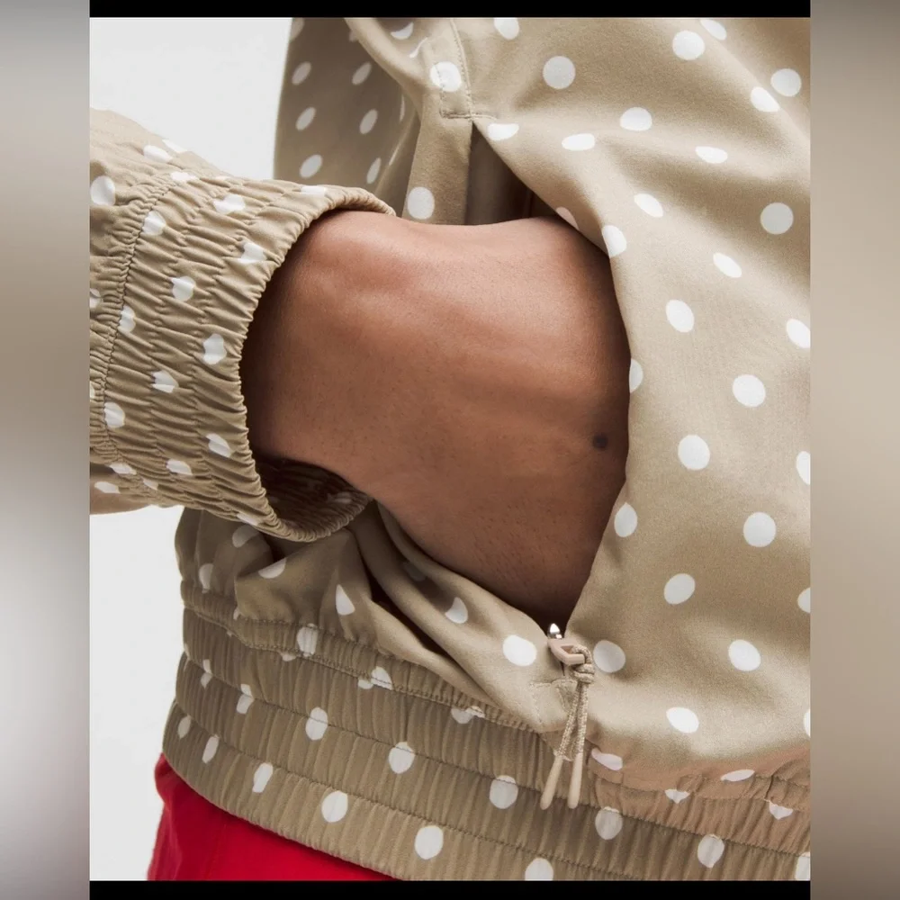 NWT Lululemon Adapted State Track Jacket, Simple Polka White Sheer Oak, Size 6 - Picture 3 of 6